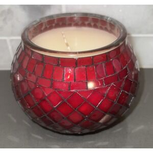 NEW JCP HOME Mosaic Tile Bowl Dish RED VANILLA Candle
